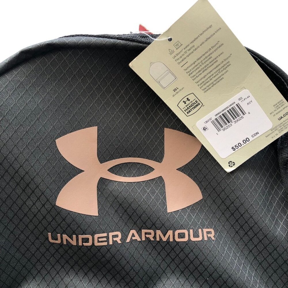 UNDER ARMOUR UNISEX LOUDON RIPSTOP Waterproof Backpack, Greyish-Black Men Women - Picture 6 of 16